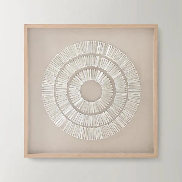 Selenite Wall Art | White | Wall Art | Z Gallerie | 39.4"W x 2"D x 39.4"H | Pine wood frame and Stone | Z Gallerie