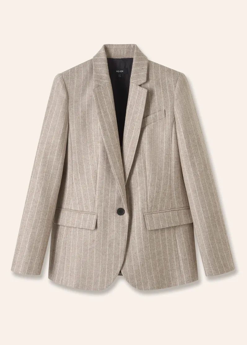 Italian Pinstripe Boyfriend Blazer | ME+EM Global (Excluding US)