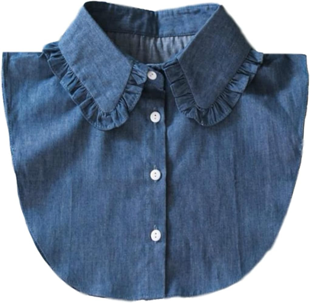GUZOSJO Denim Detachable Collar Shirt,Dickey Half Blouse False Collar for Lady Girls | Amazon (US)