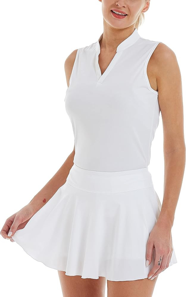 CQC Women's Golf Tennis Sleeveless Polo Shirts V-Neck Quick Dry UPF 50+ Sport Athletic Tank Tops ... | Amazon (US)
