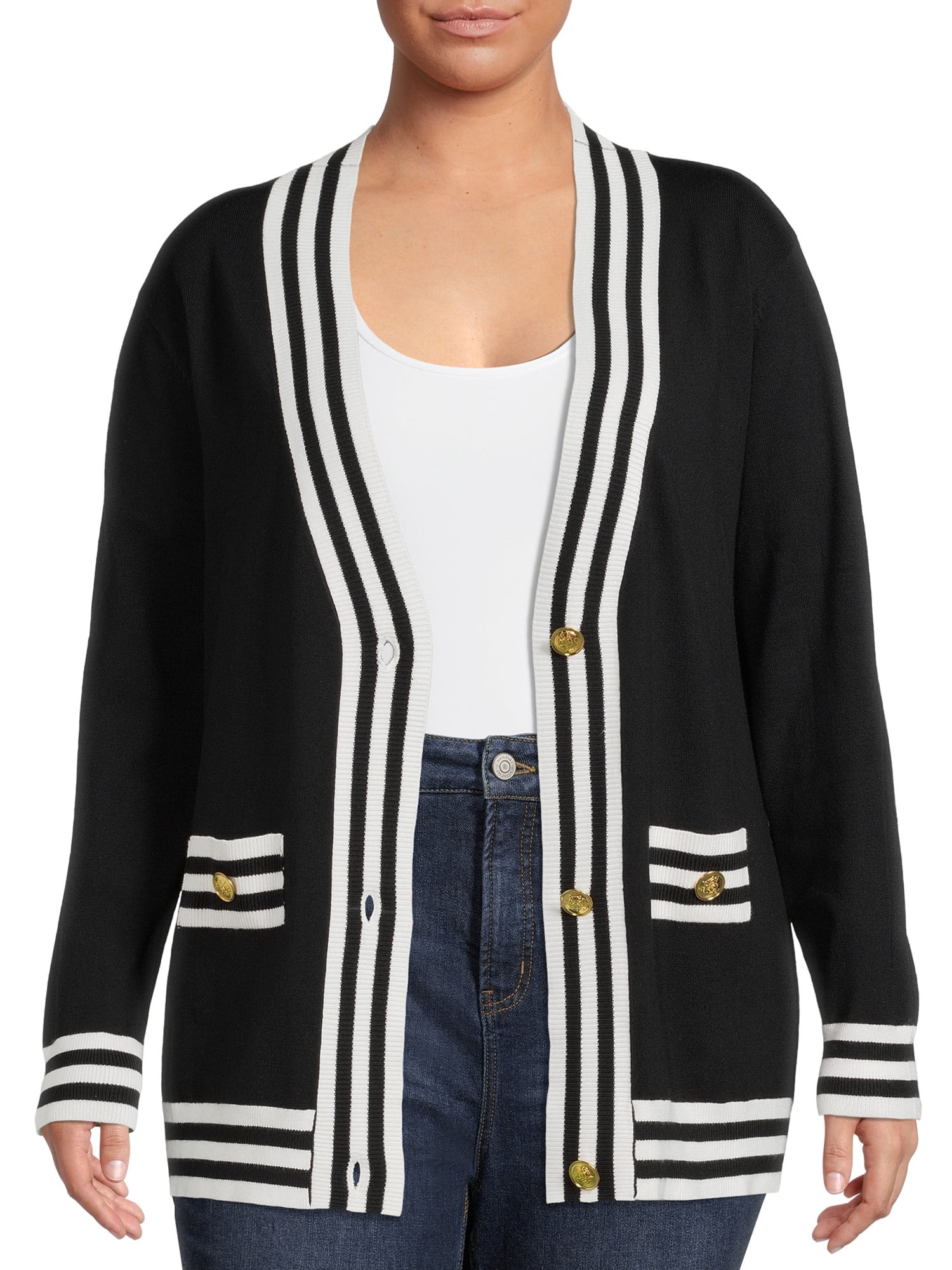Attitude Unknown Women's Plus Size Varsity Cardigan | Walmart (US)