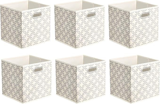 Amazon Basics Collapsible Fabric Storage Cubes with Oval Grommets - 6-Pack, Linked | Amazon (US)