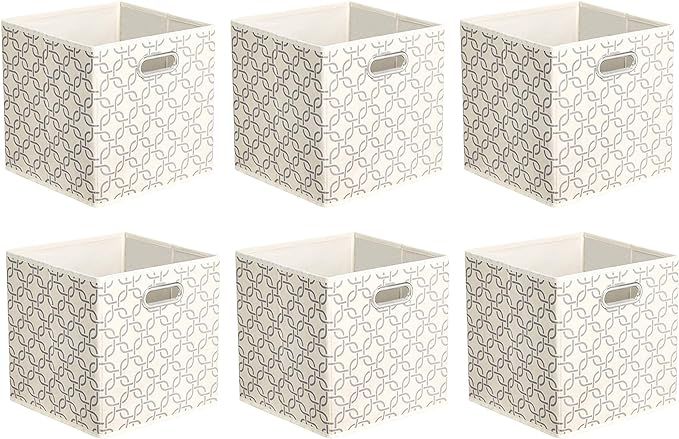 Amazon Basics Collapsible Fabric Storage Cubes with Oval Grommets - 6-Pack, Linked | Amazon (US)