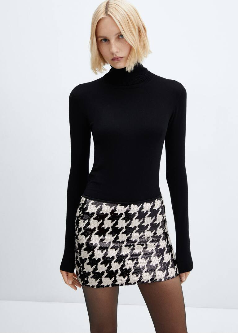 Houndstooth sequined skirt -  Women | Mango USA | MANGO (US)