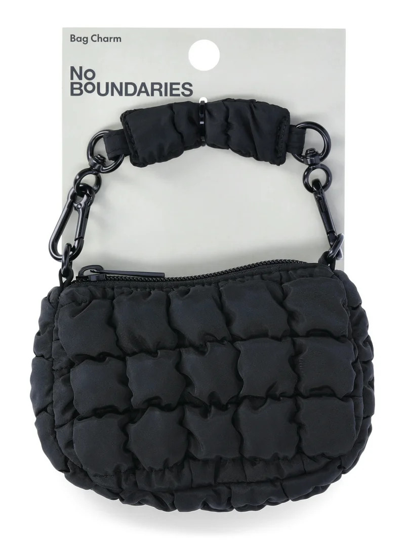 No Boundaries Women's Mini Quilted Hobo Bag Charm, Black - Walmart.com | Walmart (US)