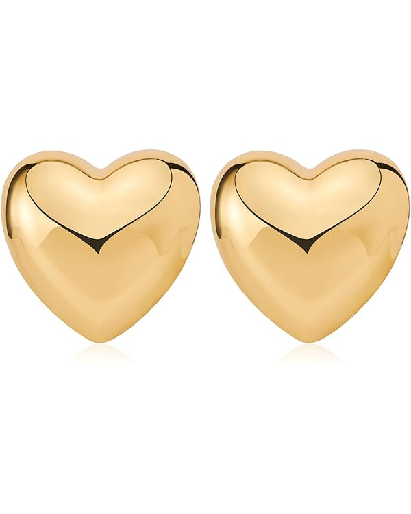 MUYAN Small Heart Stud Earrings for Women Love Heart Dainty Earrings Fashion Jewelry | Amazon (US)