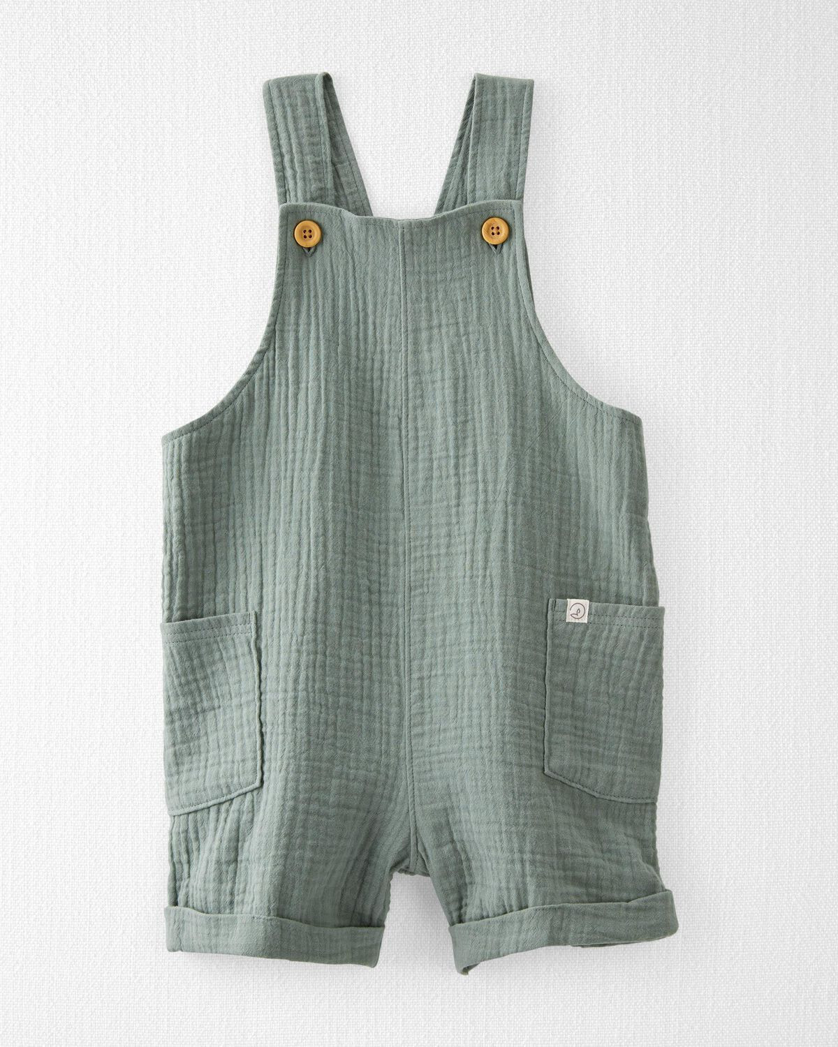 Spring Moss Toddler Organic Cotton Gauze Shortall in Green | carters.com | Carter's