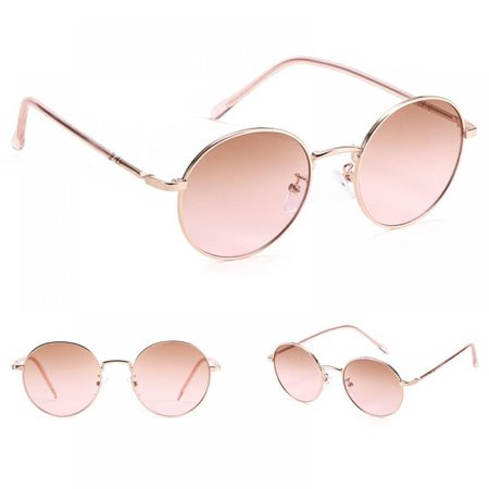 Small Round Polarized Sunglasses for Men Women Mirrored Lens Classic Circle Sun Glasses | Walmart (US)