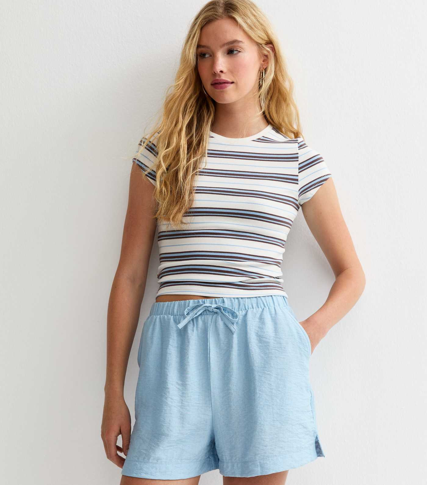 Light Blue Woven Drawstring Shorts | New Look | New Look (UK)