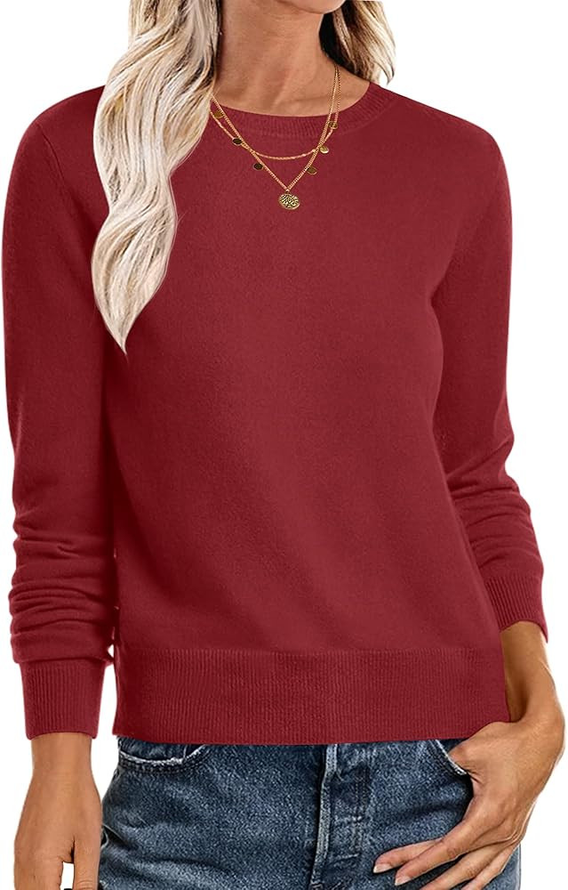 ANRABESS Women's Long Sleeve Crewneck Classic 2024 Fall Soft Basic Pullover Sweaters Top | Amazon (US)