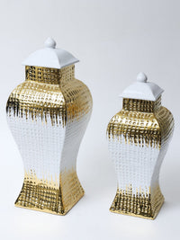Gold and White Textured Ginger Jar (2 Sizes) | Inspire Me! Home Decor