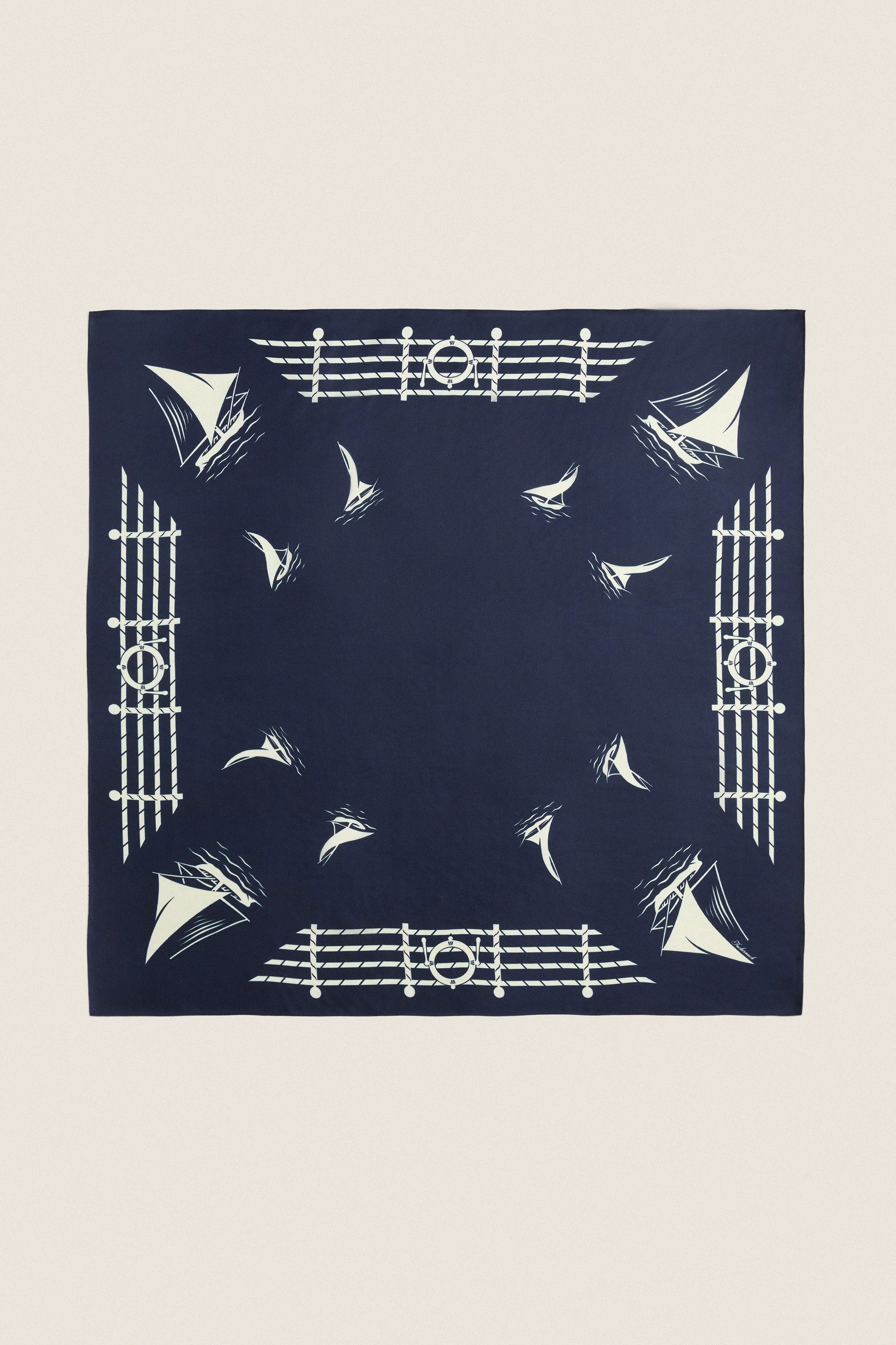 Navy Ships Medium Silk Scarf | Tuckernuck (US)