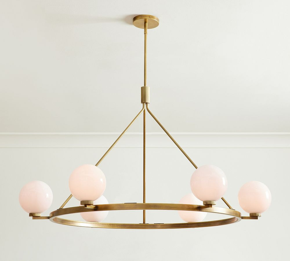 Harlow Milk Glass Round Chandelier | Pottery Barn (US)