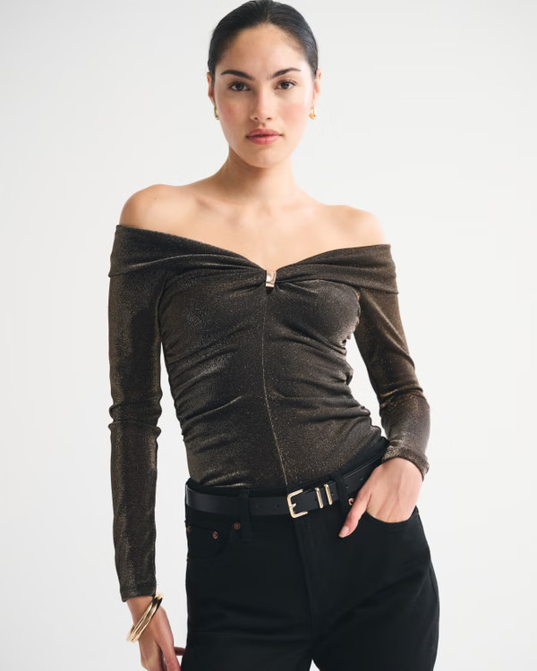 Off-The-Shoulder Hardware Top | Abercrombie & Fitch (US)
