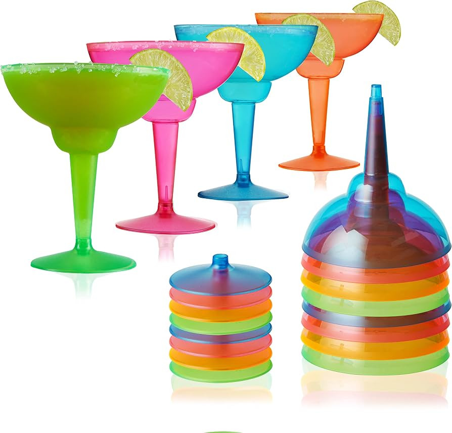 True Plastic Margarita Glasses, Disposable Margarita Glass Cups, Colorful Cocktail Glasses, Perfe... | Amazon (US)