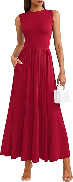 PRETTYGARDEN Summer Maxi Dresses for Women 2026 Sleeveless A Line Flowy Long Casual Sundress Wedd... | Amazon (US)