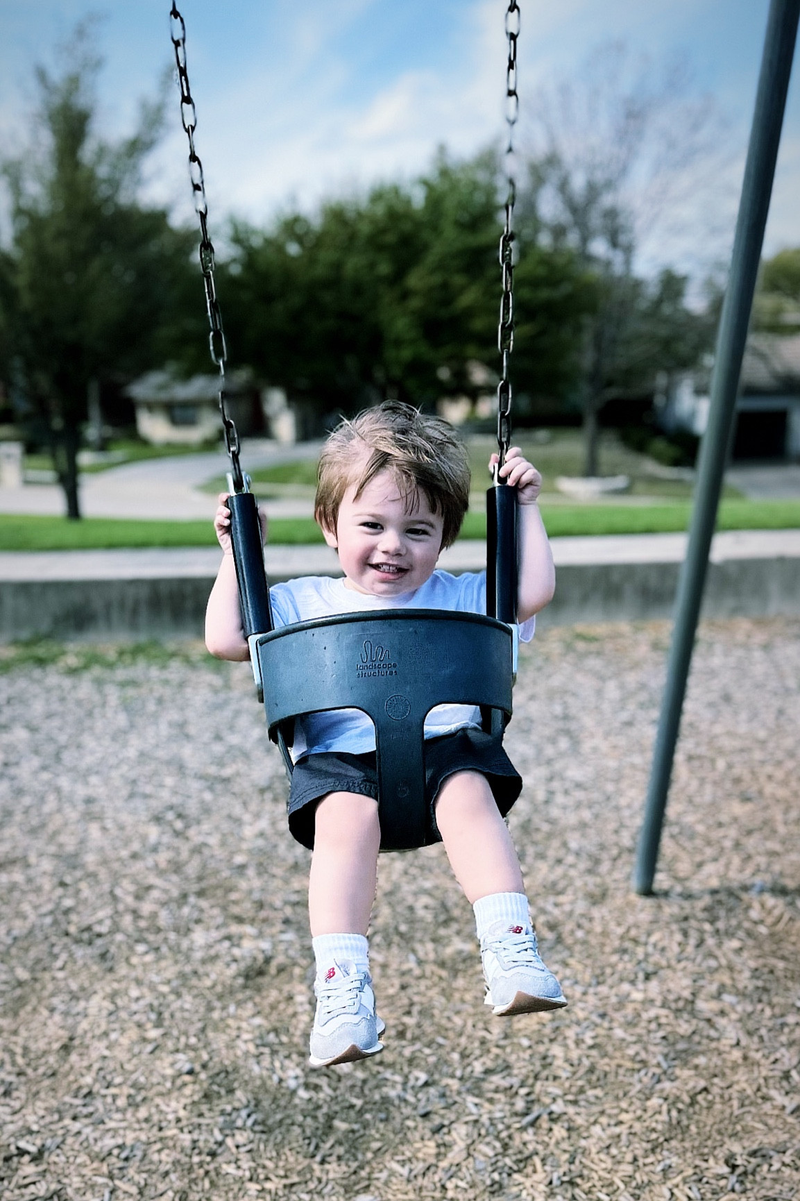 We love a park swing set 😊 P is wearing a white cotton pocket tee from gap factory, dark gray shorts from old navy and kids gray newbalance sneakers from nordstrom rack.

#LTKkids #LTKsalealert #LTKfindsunder50
