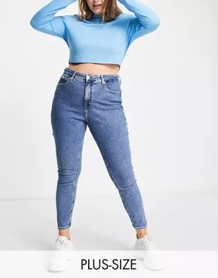Calvin Klein Jeans Plus high rise skinny jean in mid wash | ASOS (Global)