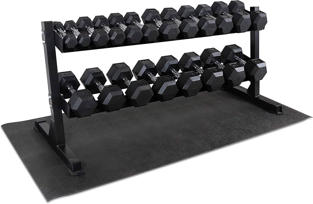 WF Athletic Supply Rubber Coated Hex Dumbbell Set, Multiple Choices Available - Dumbbells with Ra... | Amazon (US)