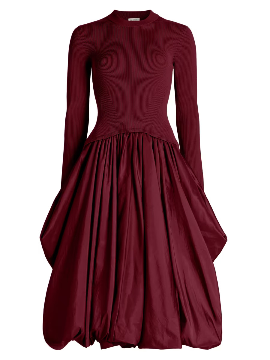 SIMKHAI Kenlie Mix Media Balloon Cocktail Dress | Saks Fifth Avenue | Saks Fifth Avenue