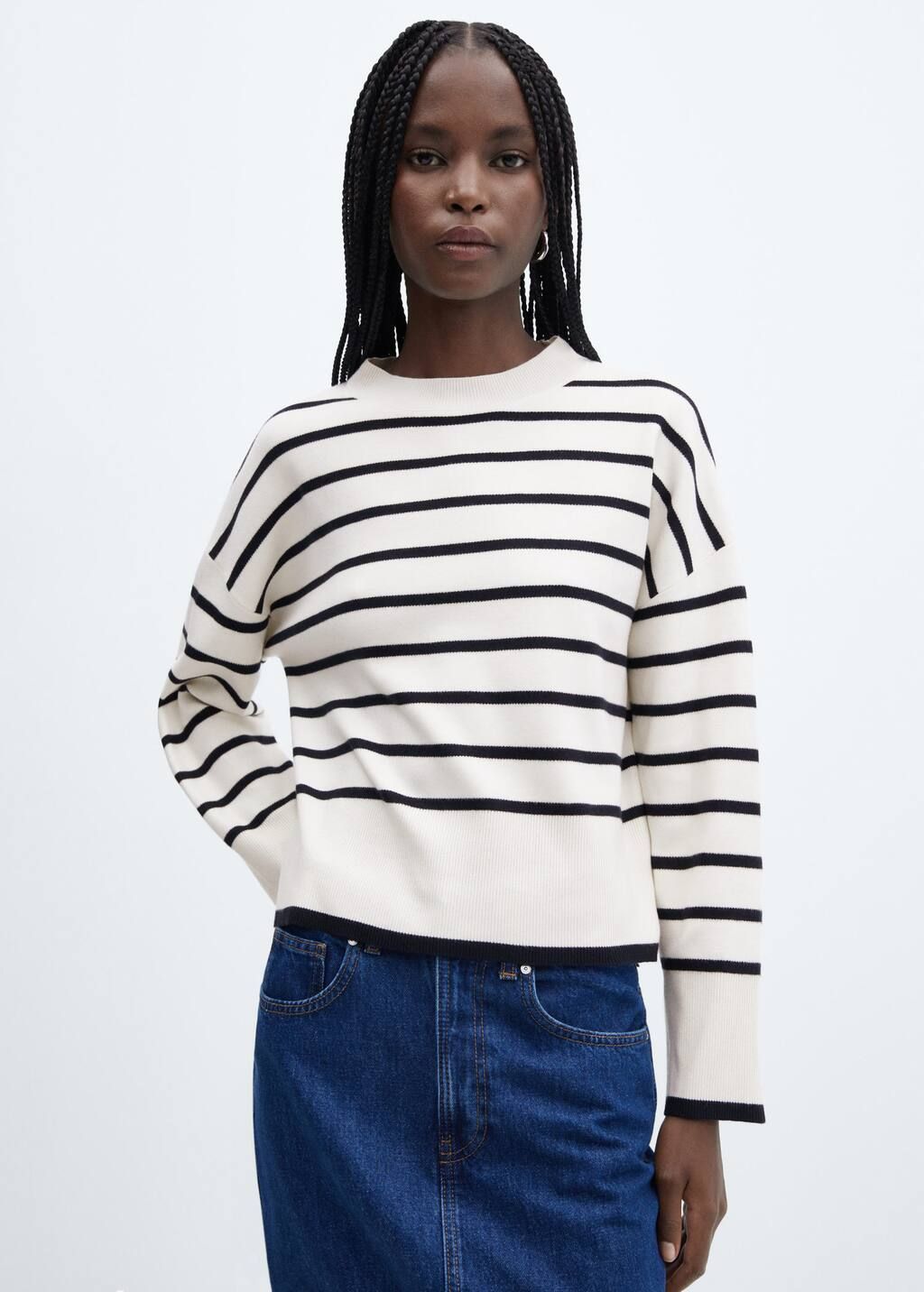 Oversized striped sweater -  Women | Mango USA | MANGO (US)