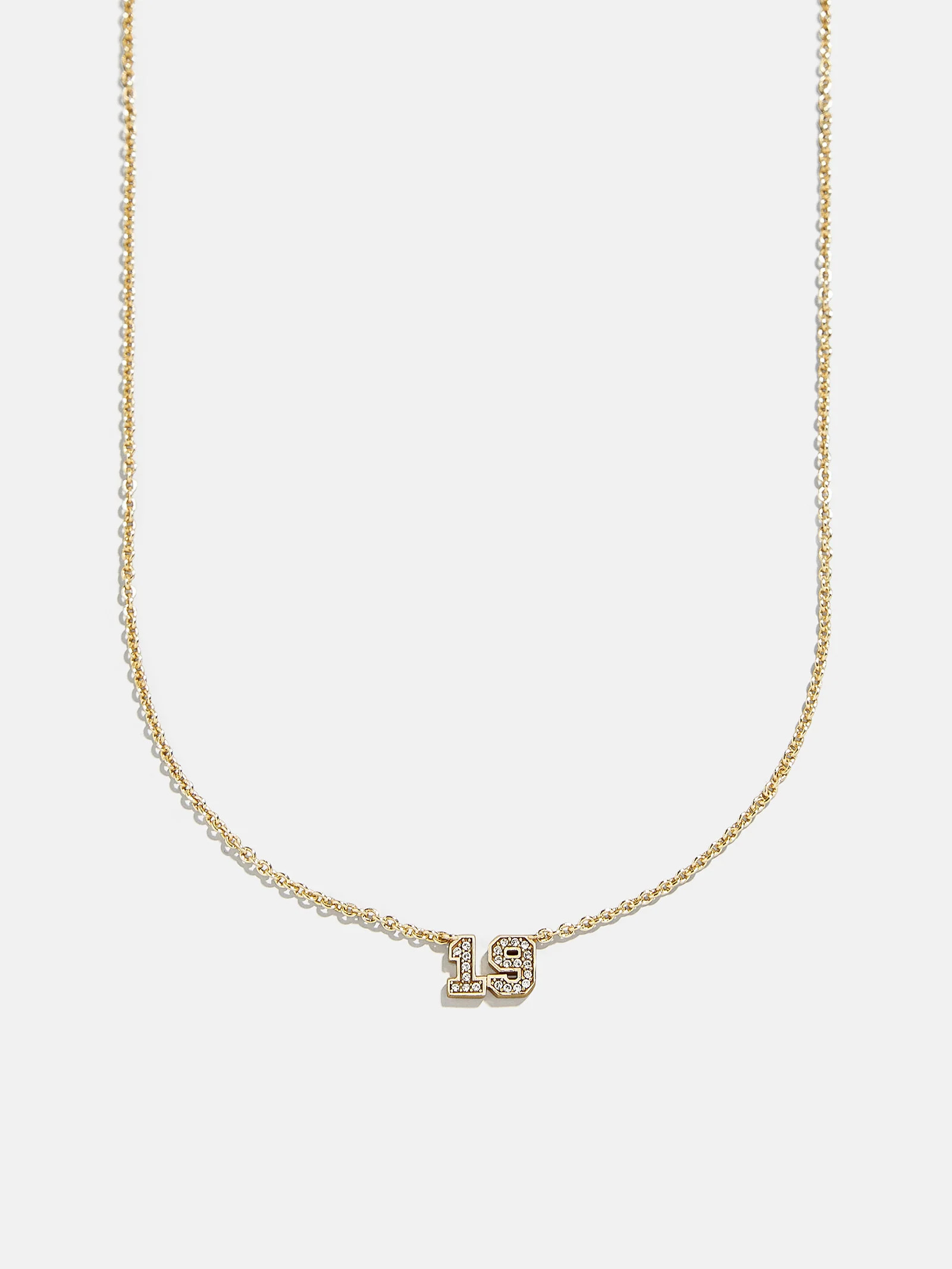 Varsity Gold/Pavé Number Custom Necklace - One Gold Station | BaubleBar