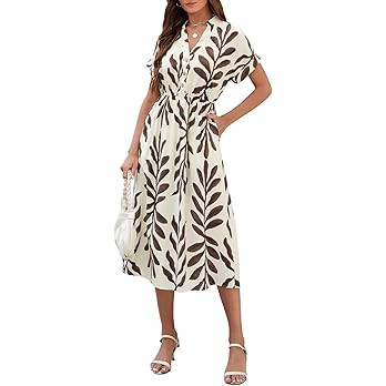 SEAFORM Women's Casual Long Dress V-Neck Retro Floral Print Dresses Elegant Long Fitted Dress for... | Amazon (US)