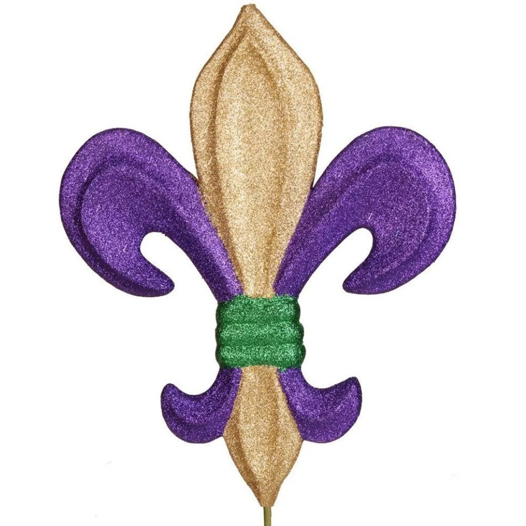 Mardi Gras Fleur Di Lis 10" Pick, Wreath Attachment, Mardi Gras Centerpiece Ornament, Mardi Gras ... | Etsy (US)