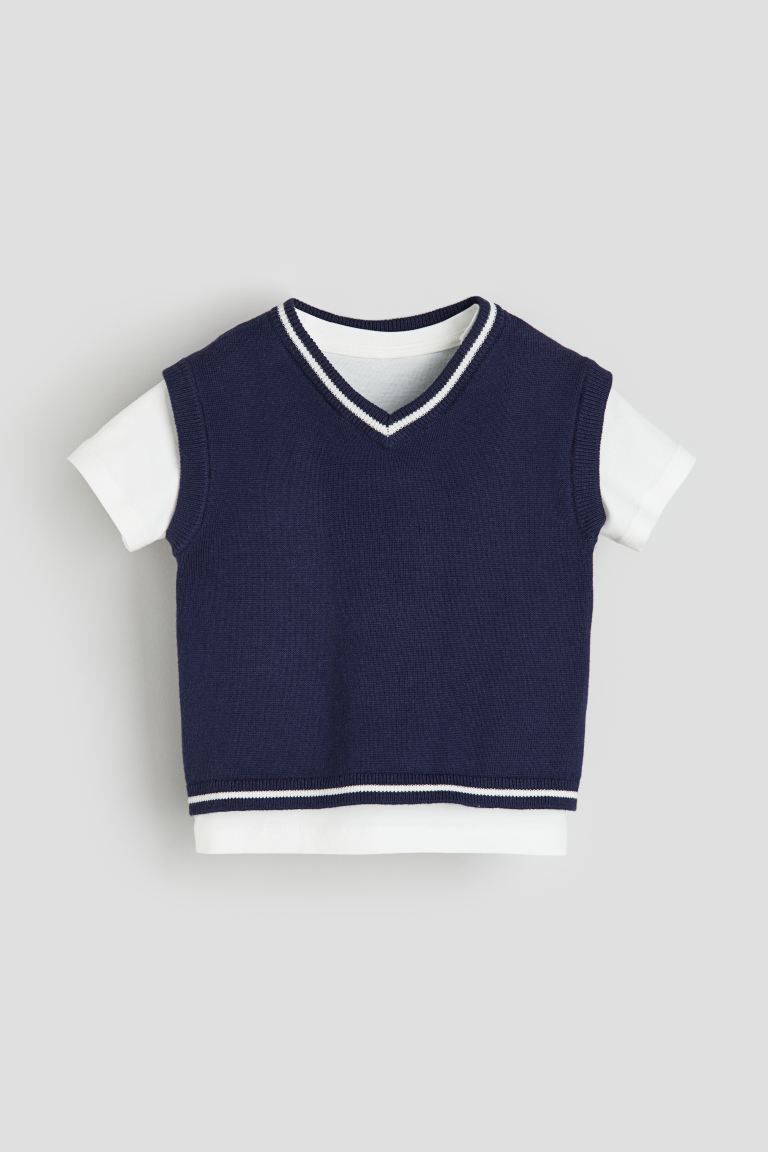 2-piece Sweater Vest Set - Dark blue - Kids | H&M US | H&M (US + CA)