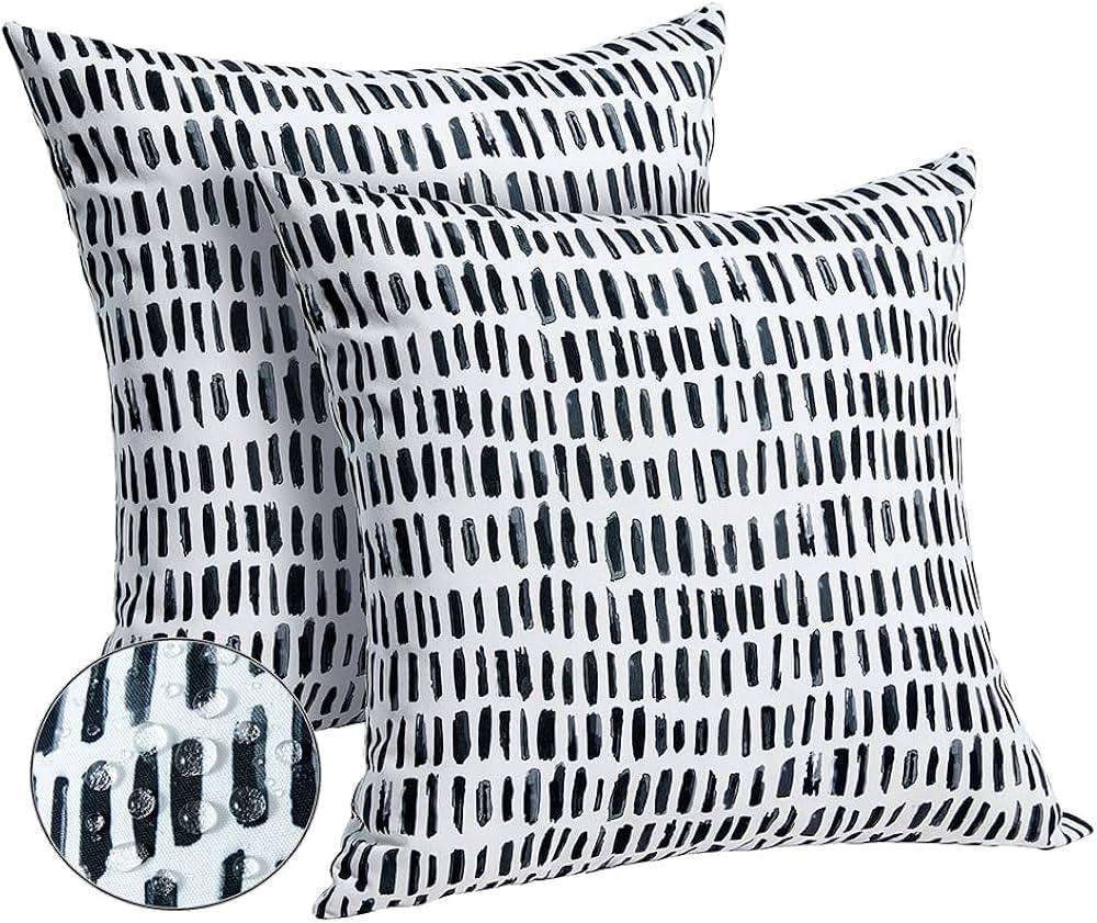 Black Outdoor Pillow Covers 18x18 Set of 2 Outdoor Waterproof Patio Decorative Spring Summer Sofa... | Amazon (US)