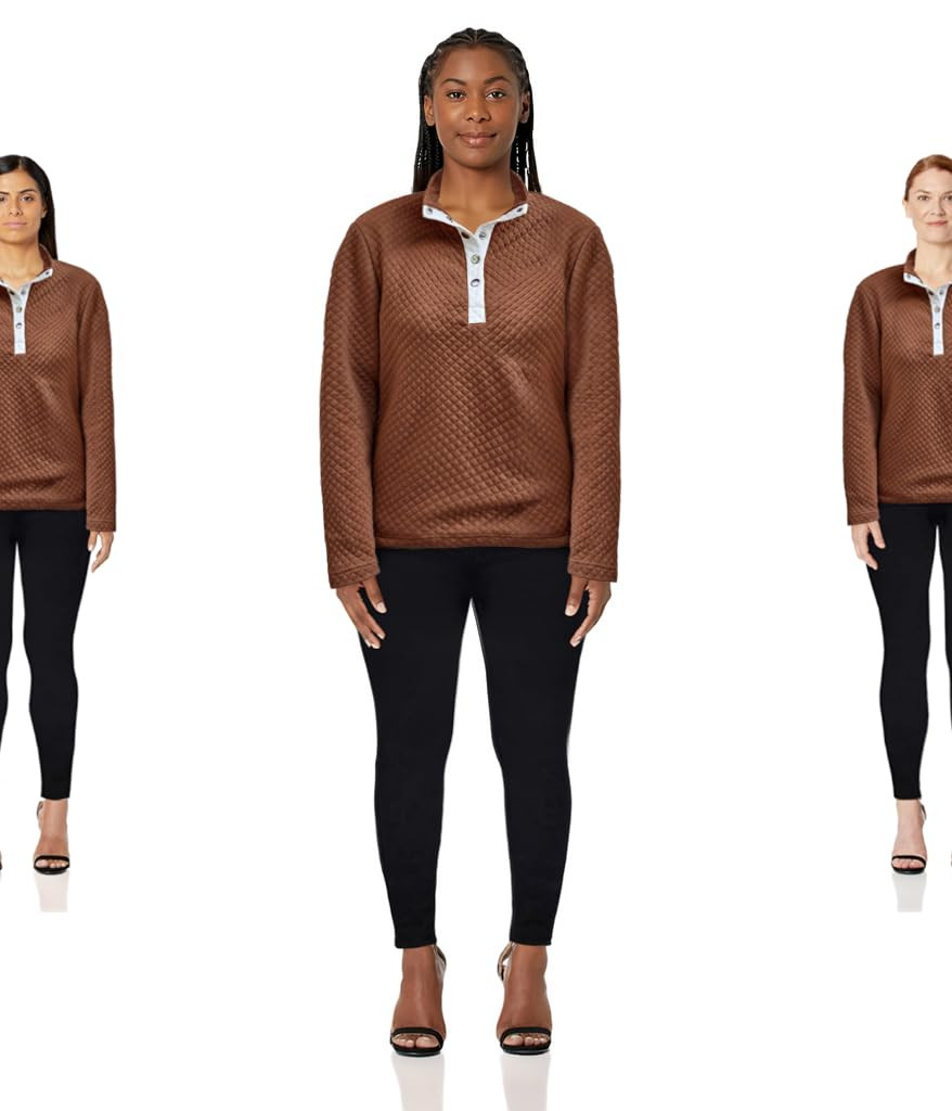 BTFBM Women Fashion Quilted Pattern Lightweight Zipper Long Sleeve Plain Casual Ladies Sweatshirt... | Amazon (US)