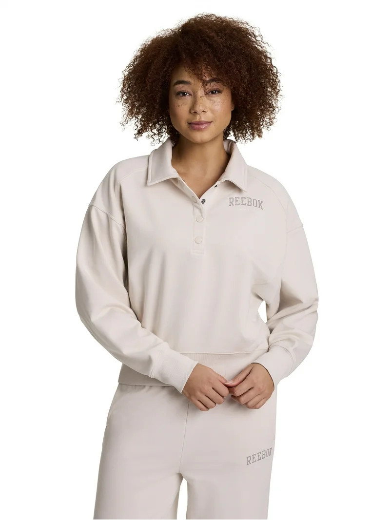 Reebok Women's All Seasons Oversize Polo Sweatshirt, Sizes XS–4X | Walmart (US)