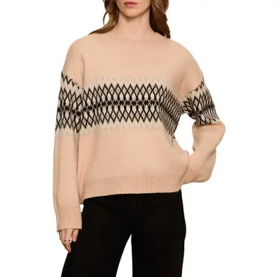 Sanctuary Argyle Pullover in Hazelnut Brown Argyle at Nordstrom, Size Large | Nordstrom