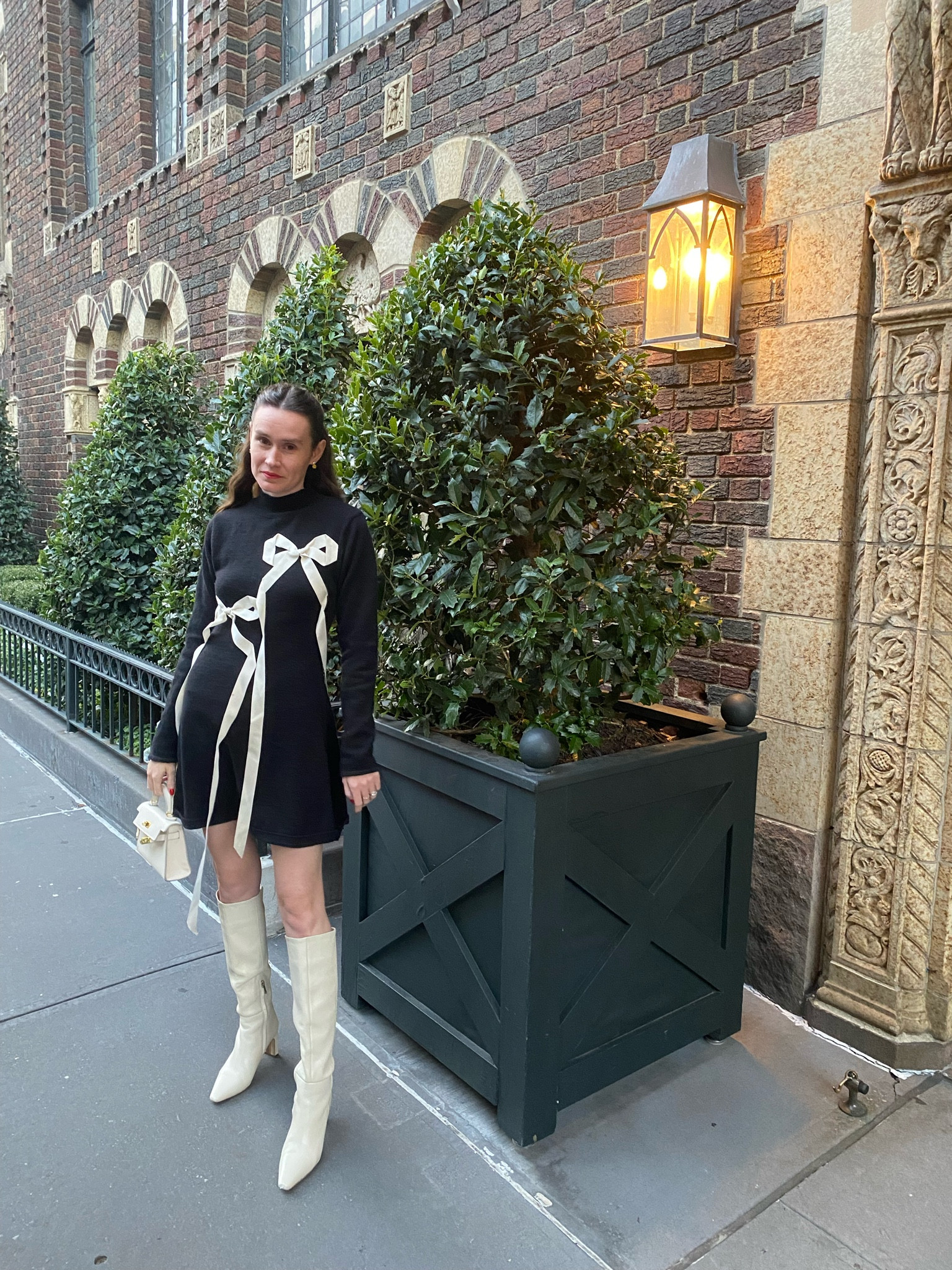 Black sweater dress with bows, bows sweater dress 