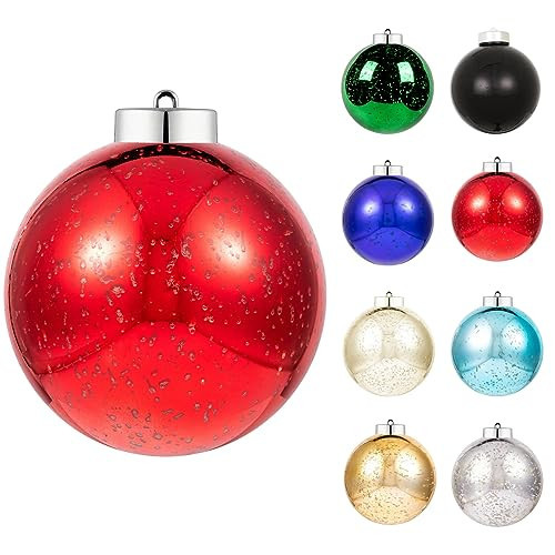 XmasExp Large Christmas Ball Ornaments,1pcs Red Giant Shatterproof Plastic Hanging Mercury Xmas Ball Decorations Christmas Tree Ornaments (Red, 8") | Amazon (US)