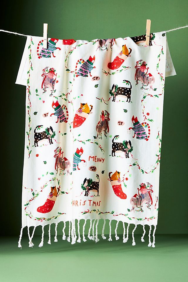 Meowy Christmas Dish Towel | Anthropologie (US)