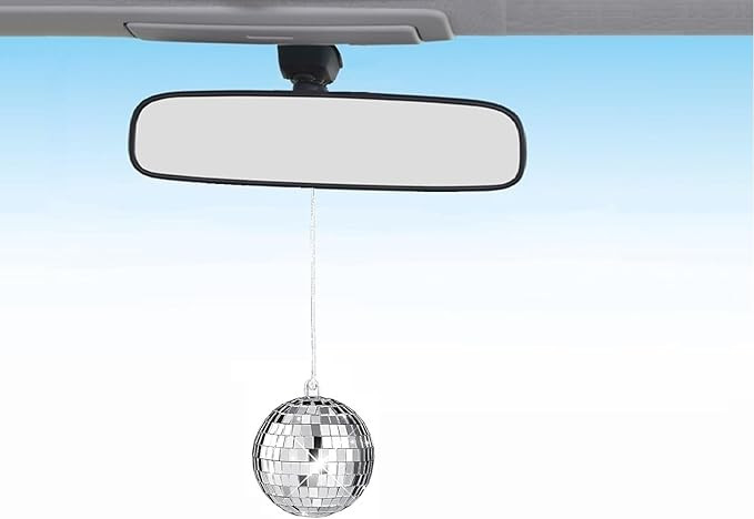 Disco Ball Car Accessory,Mirror Disco Ball Hanging,Car Disco Ball,Disco Car Charm, Rear View Mirr... | Amazon (US)