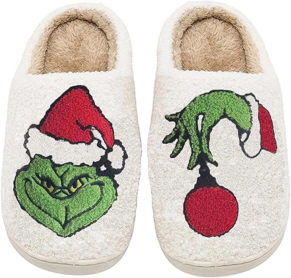 Women Men Cute Cartoon Christmas Slippers Winter Plush Funny Slippers Comfy Warm Furry House Shoe... | Amazon (US)