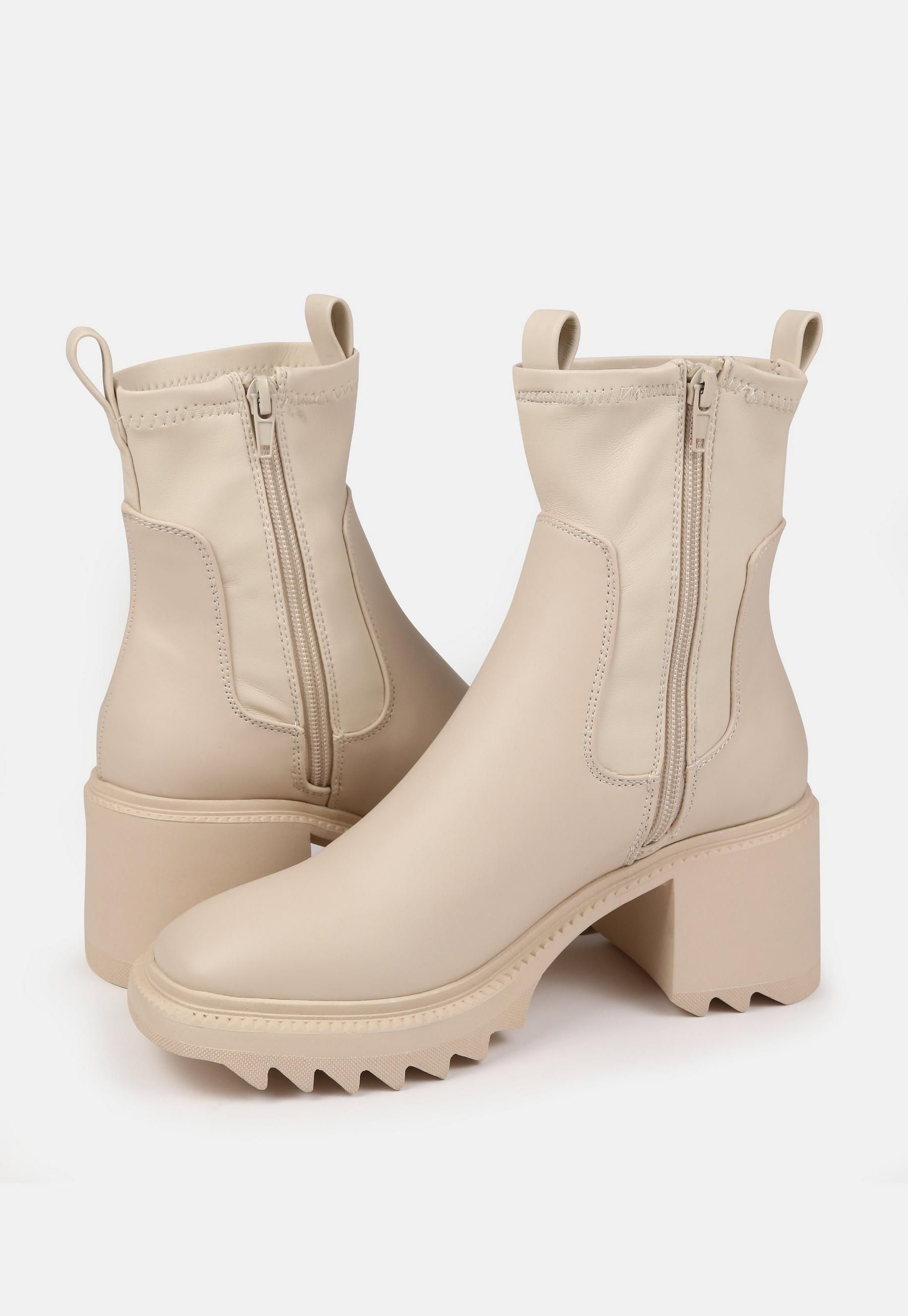 Missguided - Cream Jagged Sole Heeled Ankle Boots | Missguided (US & CA)