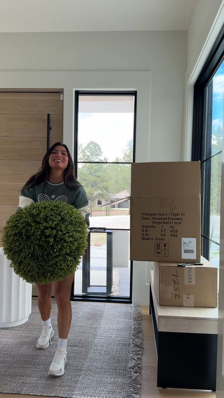 Unboxing these epic greenery balls! They are 21” in diameter and UV protected to prevent fading so you can use them for years.

#LTKHome #LTKVideo #LTKStyleTip