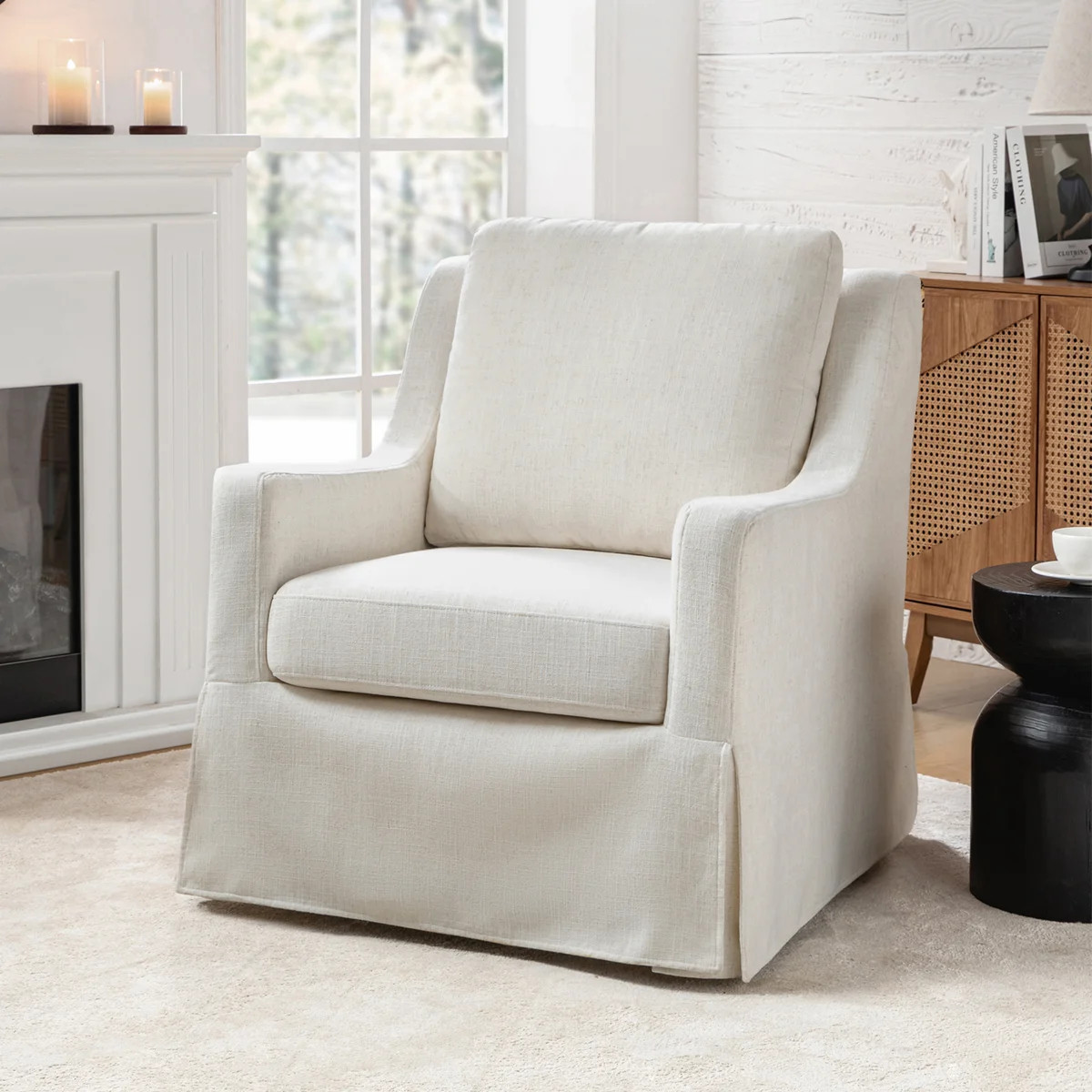 Wimberly 29.5" W Slipcovered Swivel Armchair | Wayfair North America
