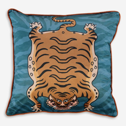 Teal & Orange Tiger Cushion 55x55cm | TK Maxx