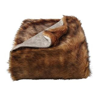 Lavish Home Oversized Premium Caramel Brown Fashion Faux Chinchilla Hypoallergenic Throw Blanket ... | The Home Depot