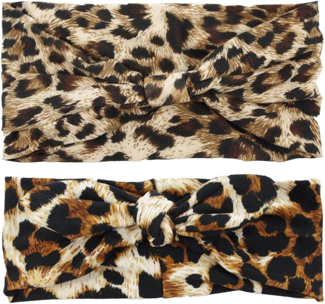 Women's Elastic Flower Printed Turban Headwrap Knotted Soft Twisted Headband | Amazon (US)