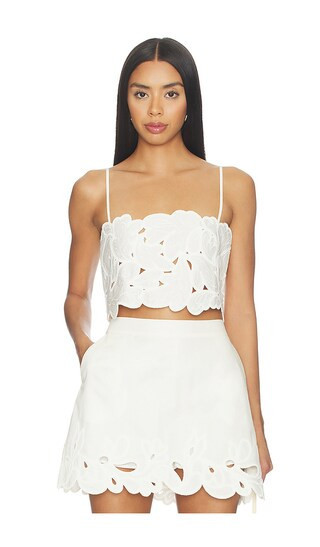 Cinq a Sept Paisley Bloom Embr Caterina Top in White. - size XS | Revolve Clothing (Global)