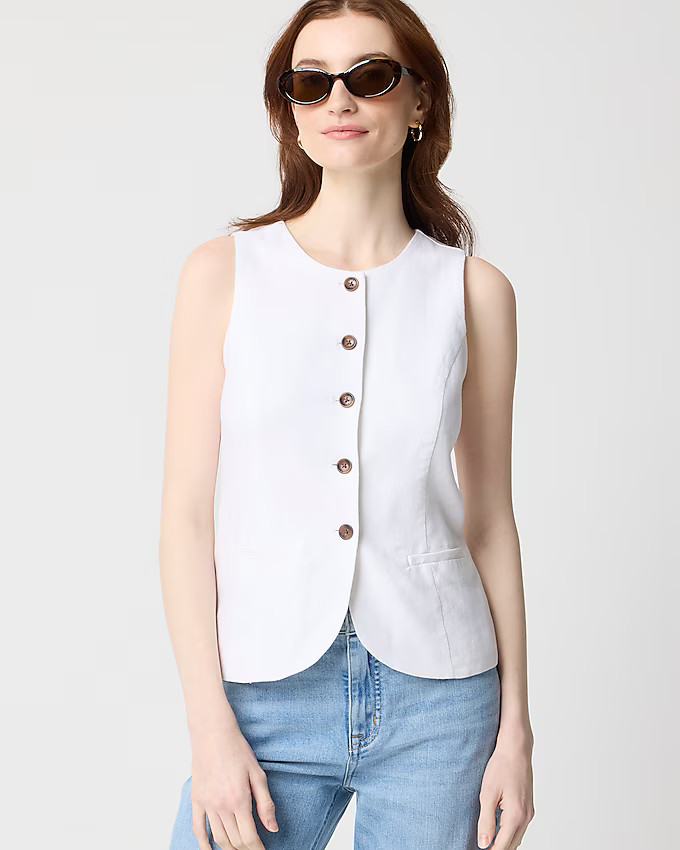 Linen-blend button-front vest | J.Crew Factory