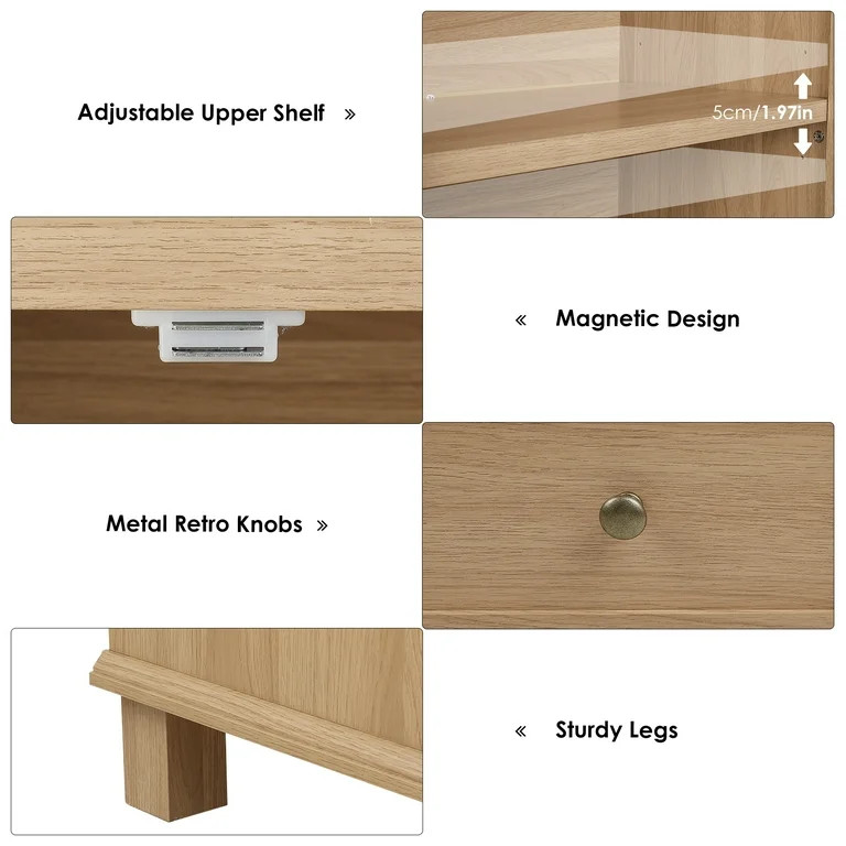 Homfa Storage Cabinet with Rattan Doors, Tall Cabinet Rattan Cabinet with Drawers, Accent Versati... | Walmart (US)