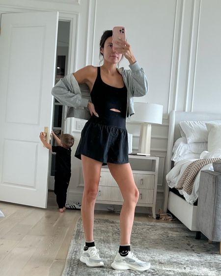 Today’s gym look 🖤 these workout onsies are so cute & comfortable for the gym - I have it in a few colors! This cropped hoodie is the perfect lightweight layer to throw on and go. 

Athleisure style; mom style; workout outfit; casual outfit; free people; APL sneakers; cute socks; gym outfit; Christine Andrew 

#LTKunder100 #LTKfit #LTKstyletip