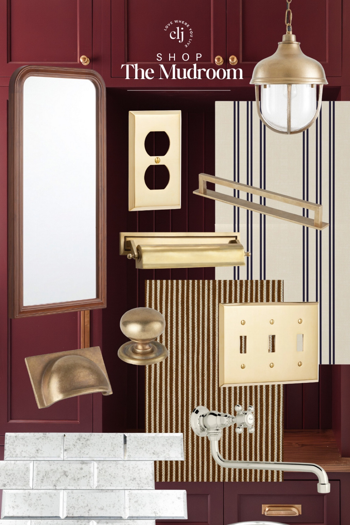 Shop the Room: The Mudroom

Wood mirror, brass outlet cover, brass knobs, cup pulls, striped grass cloth wallpaper, brass lantern pendant, pot filler, hammered copper dog bowl, picture light

#LTKStyleTip #LTKHome