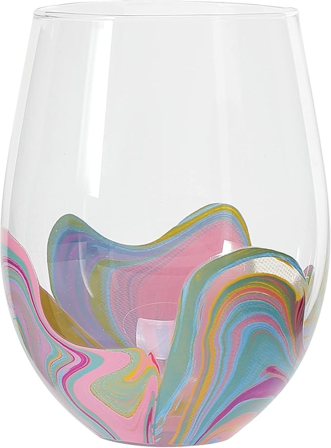 Enesco Izzy and Oliver EttaVee In the Pink Groove Marbled Stemless Wine Glass, 18 Ounce, Multicol... | Amazon (US)